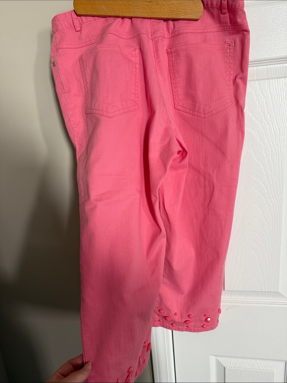 Ruby Rd. Pink Denim Jacket & Cropped Pants Set - Picture 7 of 11
